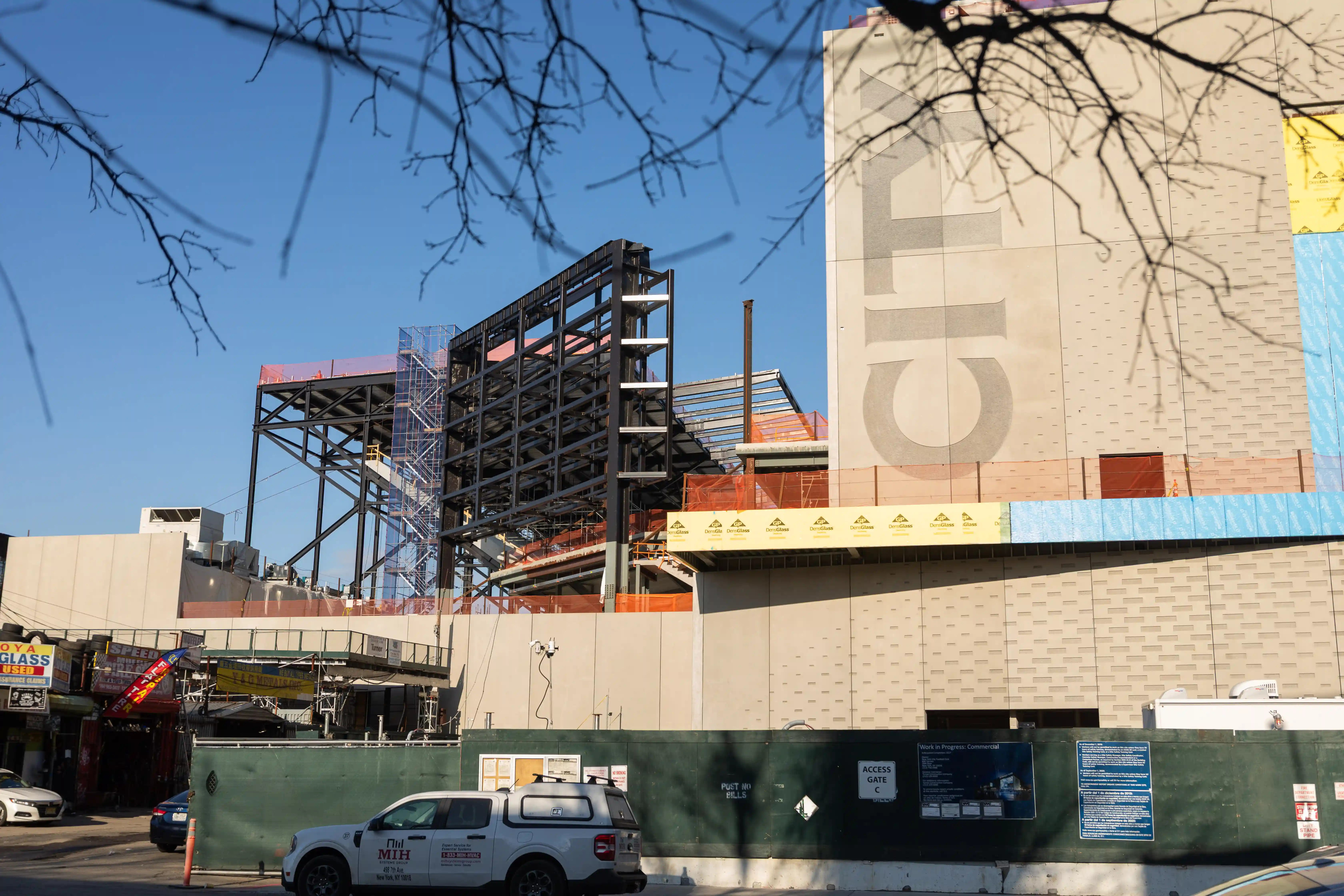 City Football Group's new stadium being constructed, side view